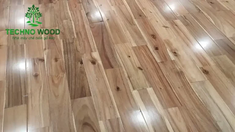 The image shows a floor made from oiled Acacia Finger Joint Boards.